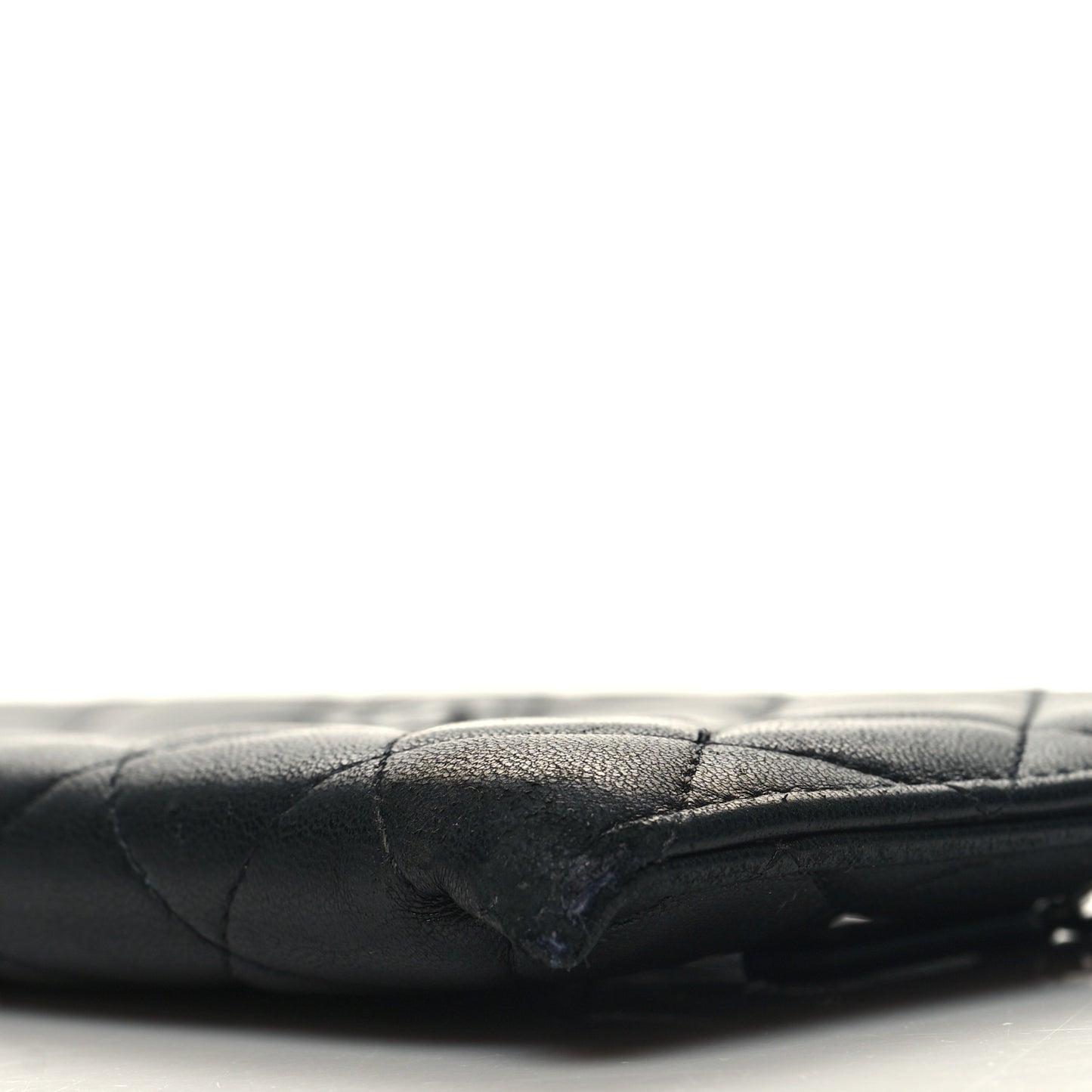 Lambskin Quilted Zip Pouch Black