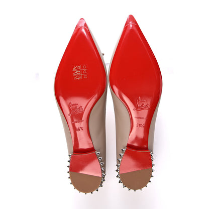 Christian Louboutin Nappa Spiked Hall Flats 36.5 Nude 5 of 8