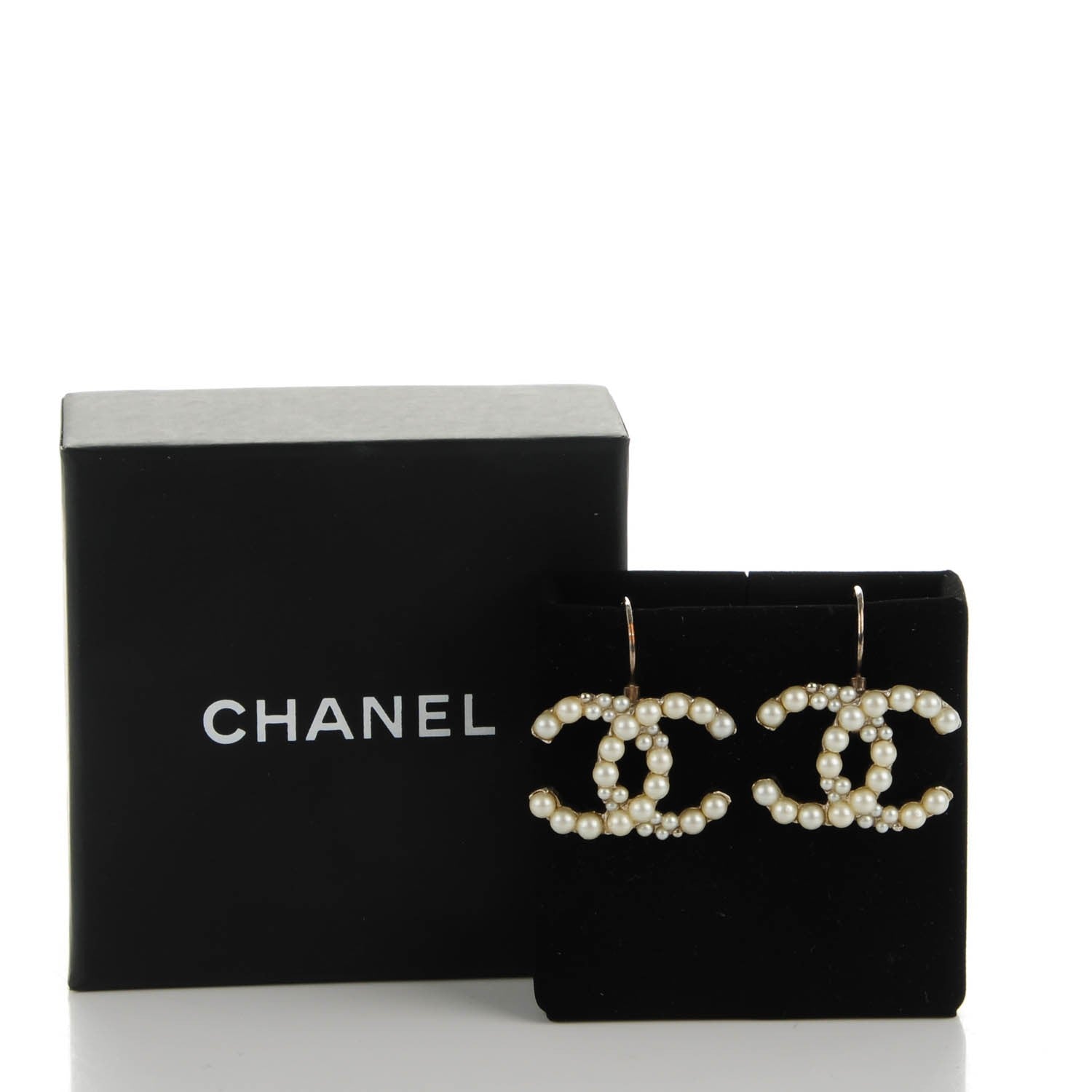 Chanel Pearl CC Dangle Earrings Light Gold 6 of 6