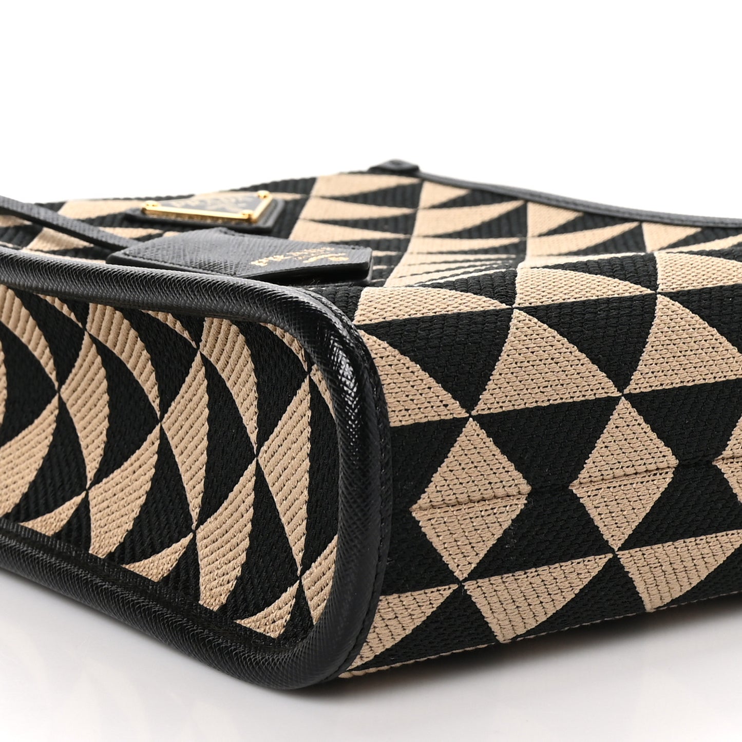 Jacquard Saffiano Triangolo Symbole Embroidered Mini Tote Black Corda