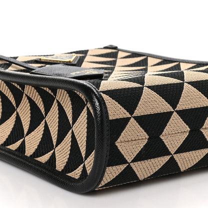 Prada Jacquard Saffiano Triangolo Symbole Embroidered Mini Tote Black Corda 8 of 9