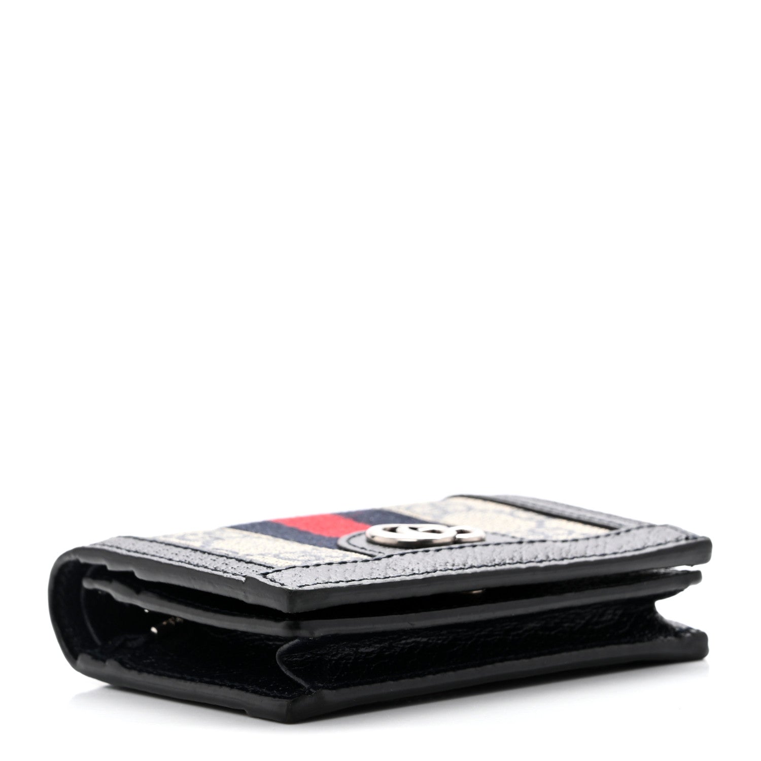 Gucci GG Supreme Monogram Textured Dollar Calfskin Web Ophidia Card Case Beige Blue 4 of 8