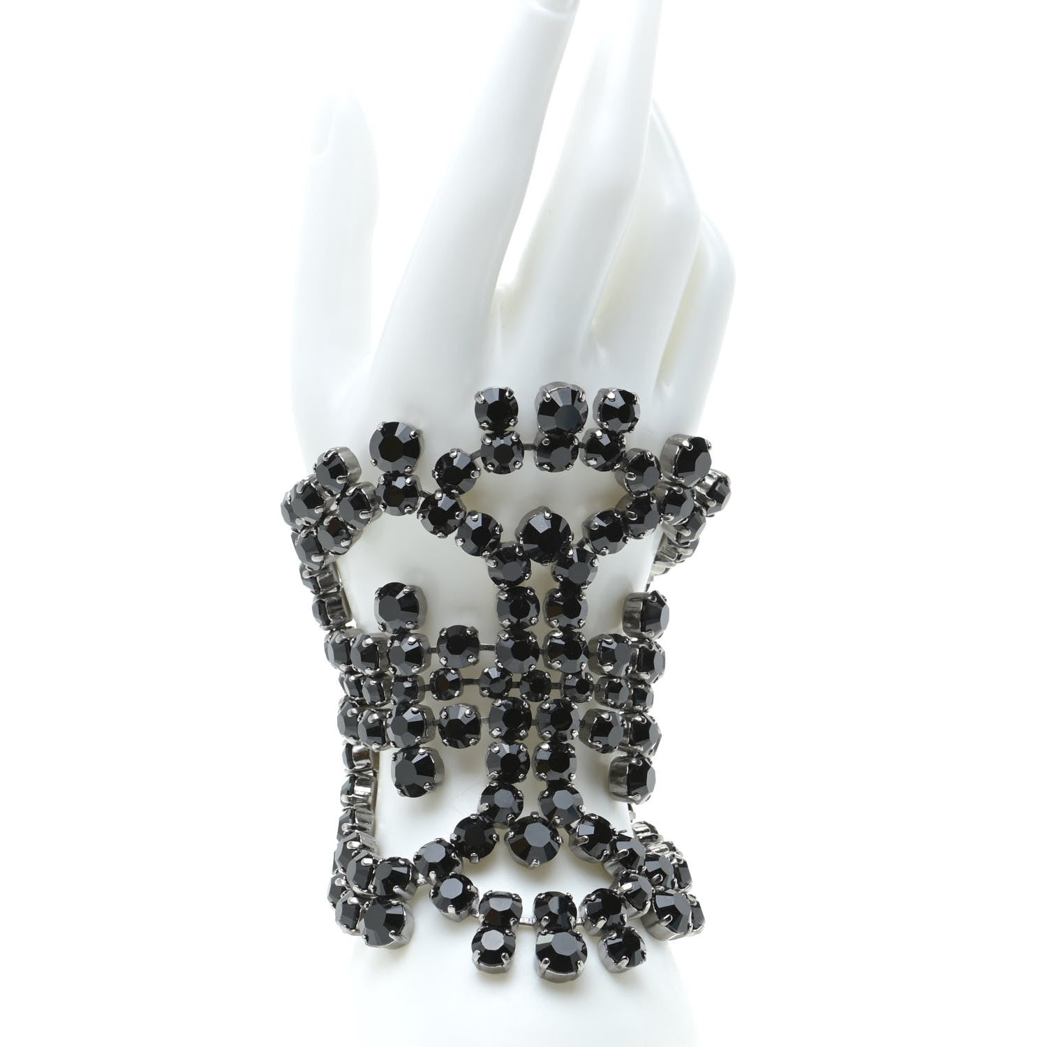 Saint Laurent Crystal Bracelet Black Silver 2 of 5
