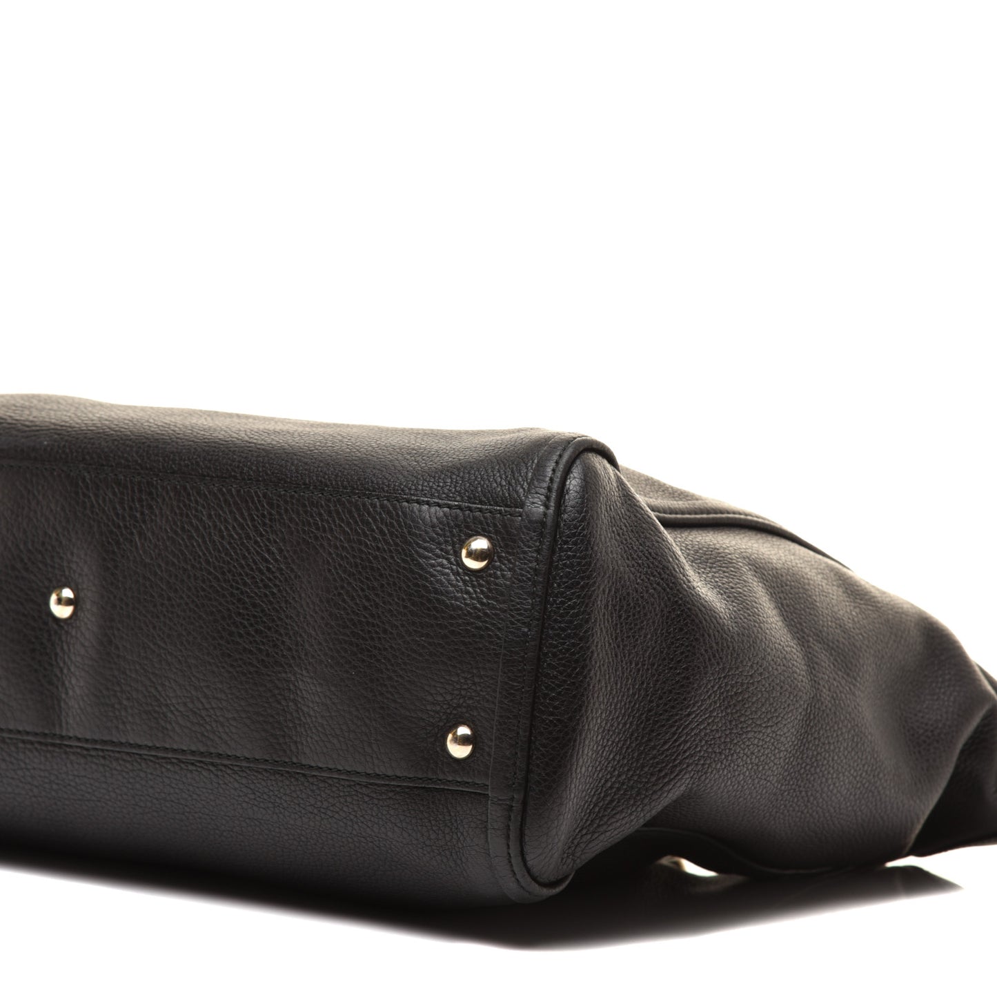 Pebbled Calfskin Large Soho Top Handle Bag Black