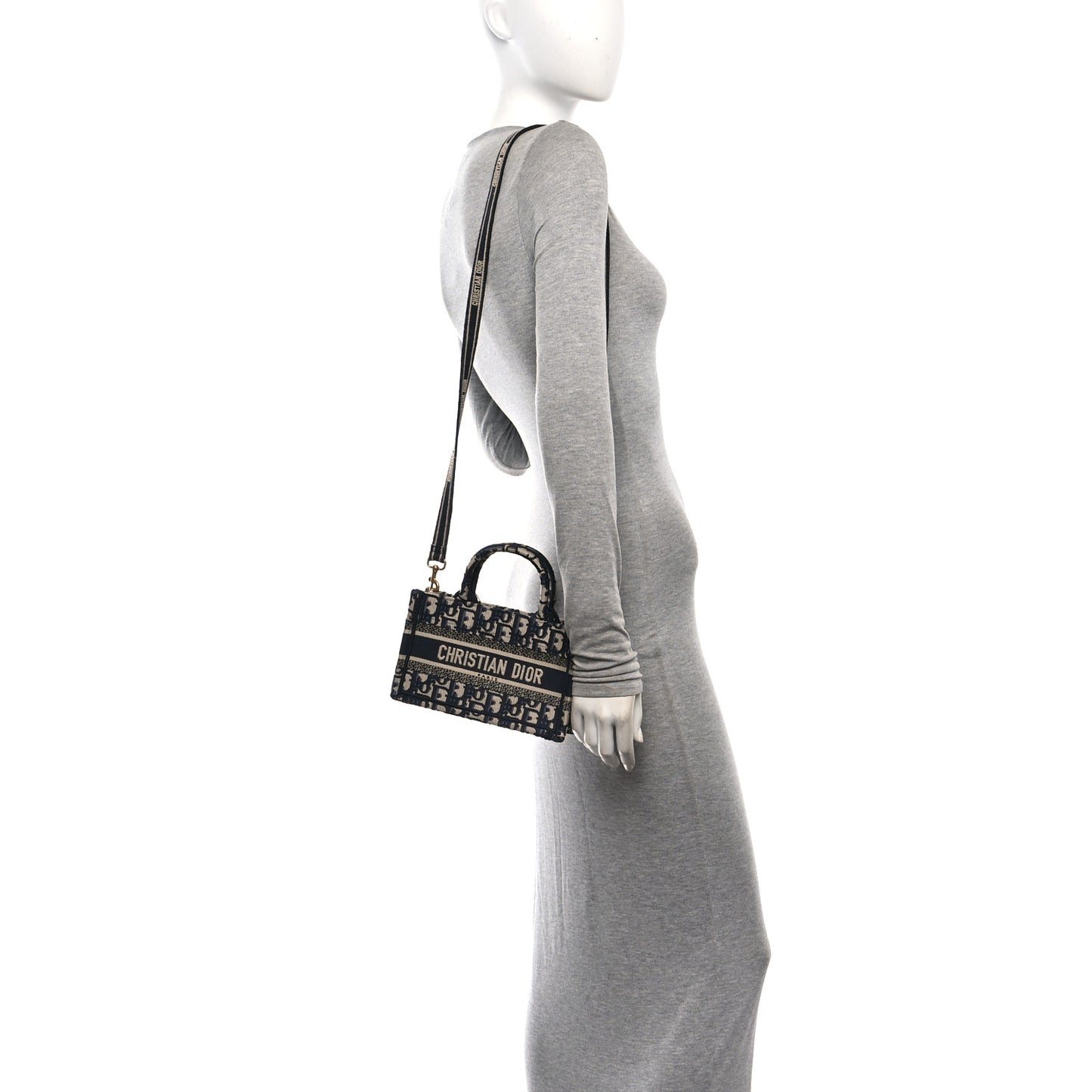 Oblique Mini Book Tote With Strap Blue Multicolor