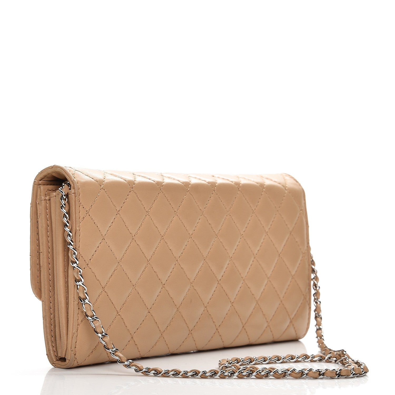 Chanel Lambskin Quilted Chain Clutch Flap Beige 3 of 20