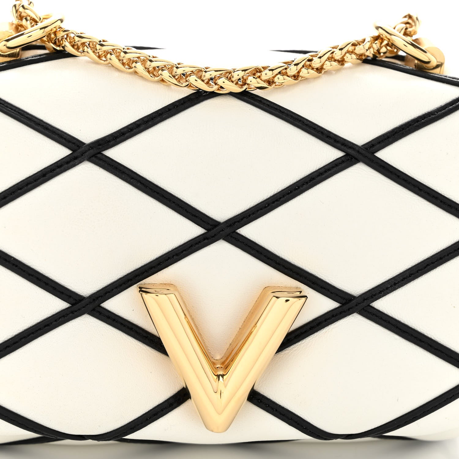 Louis Vuitton Lambskin Malletage Pico GO-14 White Black 7 of 12