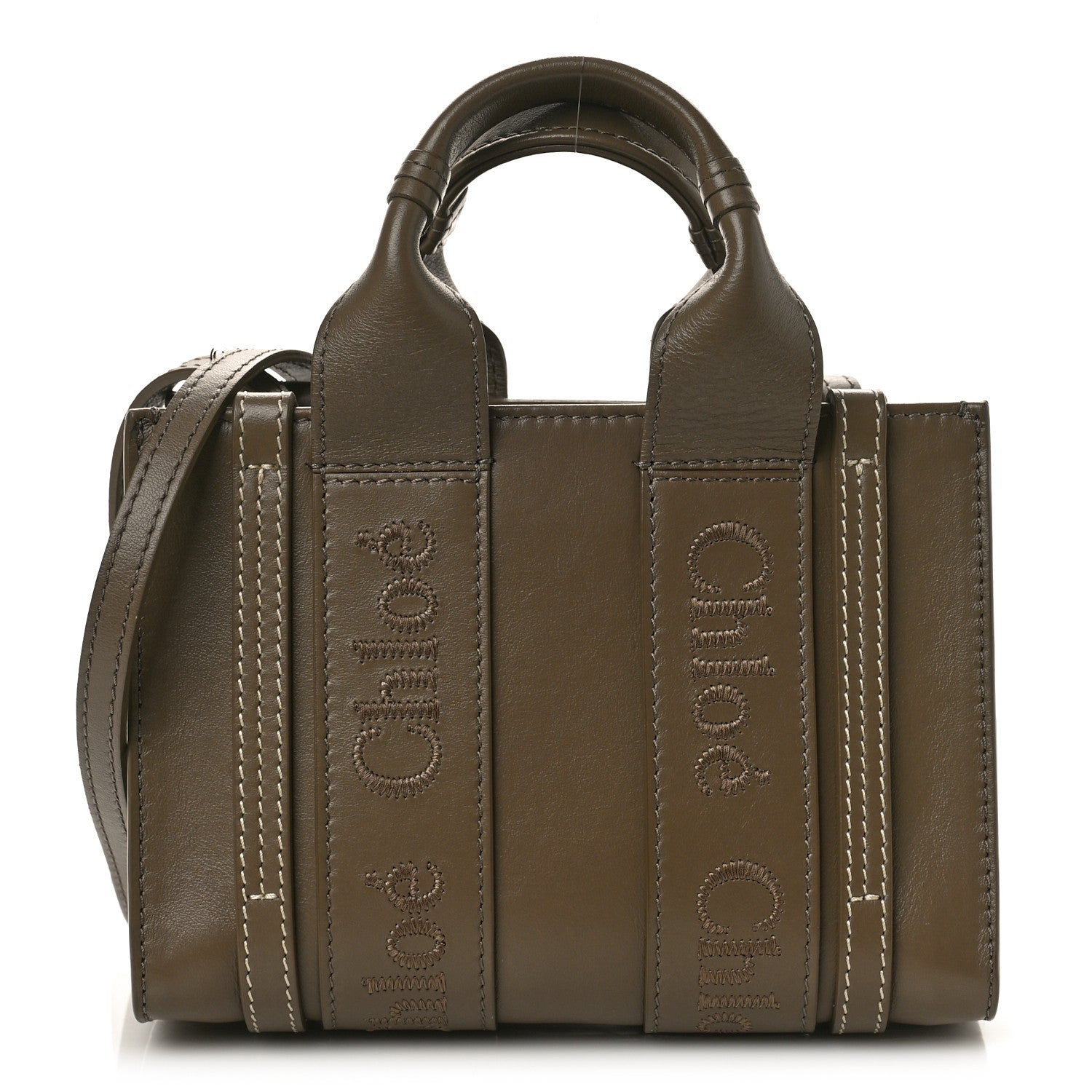 Chloe Calfskin Mini Woody Ribbon Tote Army Green 1 of 9