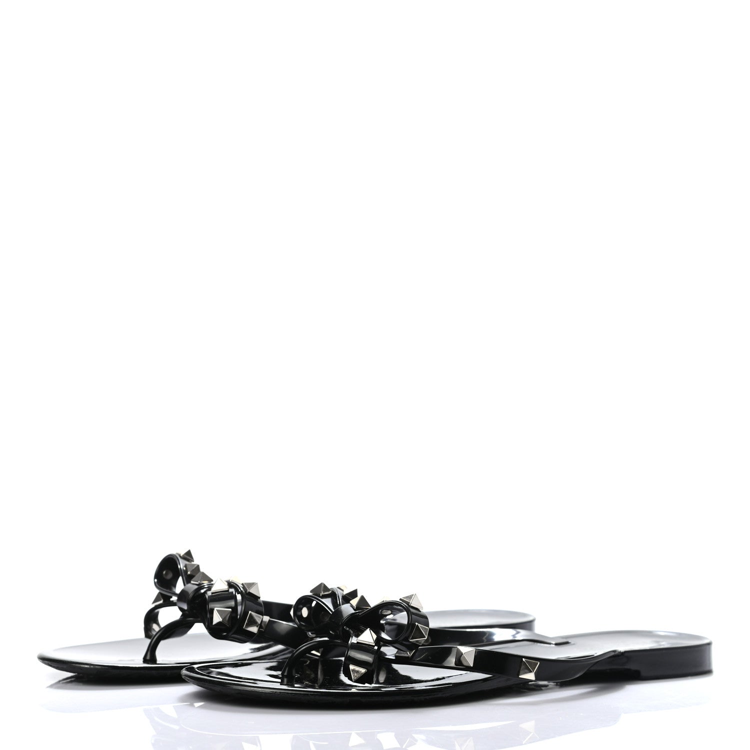 Valentino Garavani PVC Jelly Rockstud Bow Thong Sandals 39 Black 3 of 7