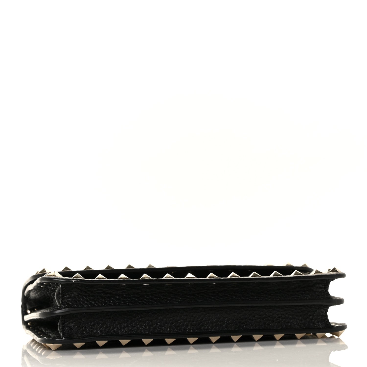 Valentino Garavani Pebbled Calfskin Rockstud Flap Wallet On Chain Black 3 of 8