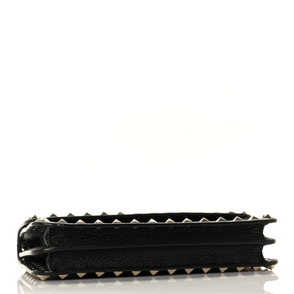 Valentino Garavani Pebbled Calfskin Rockstud Flap Wallet On Chain Black 3 of 8