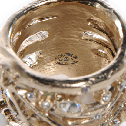 Chanel Crystal CC Logo Ring Light Gold 6 5 of 5