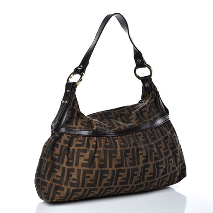 Fendi Zucca Cuoio Lucido Chef Hobo Tobacco Moro 3 of 9
