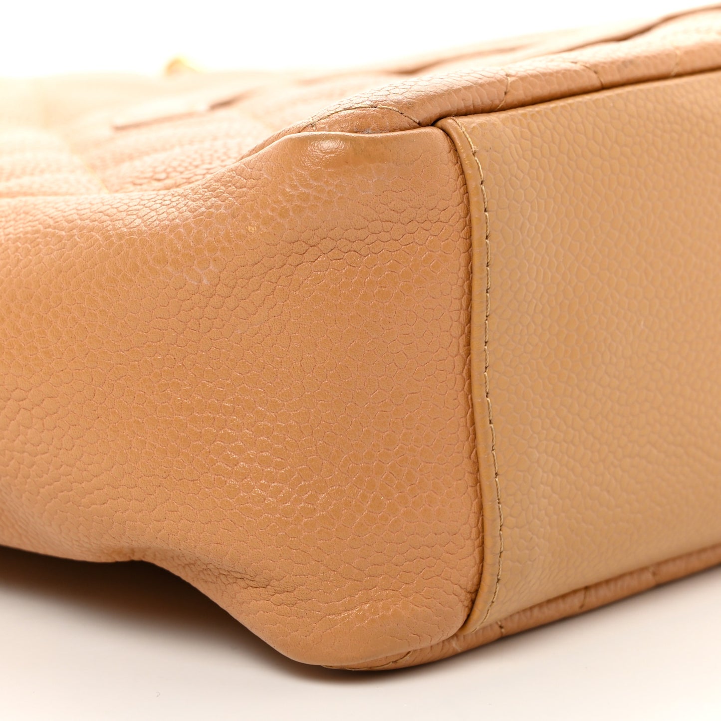 Caviar Quilted Petit Shopping Tote PST Dark Beige