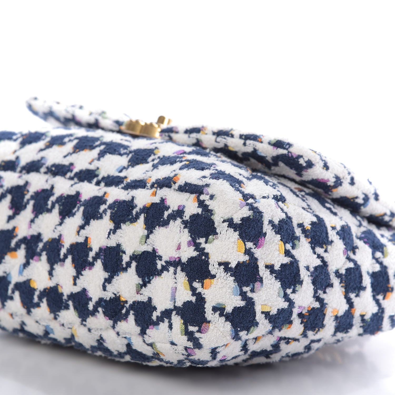 Chanel Tweed Quilted Large 19 Flap Ecru Navy Blue Multicolor 7 of 11
