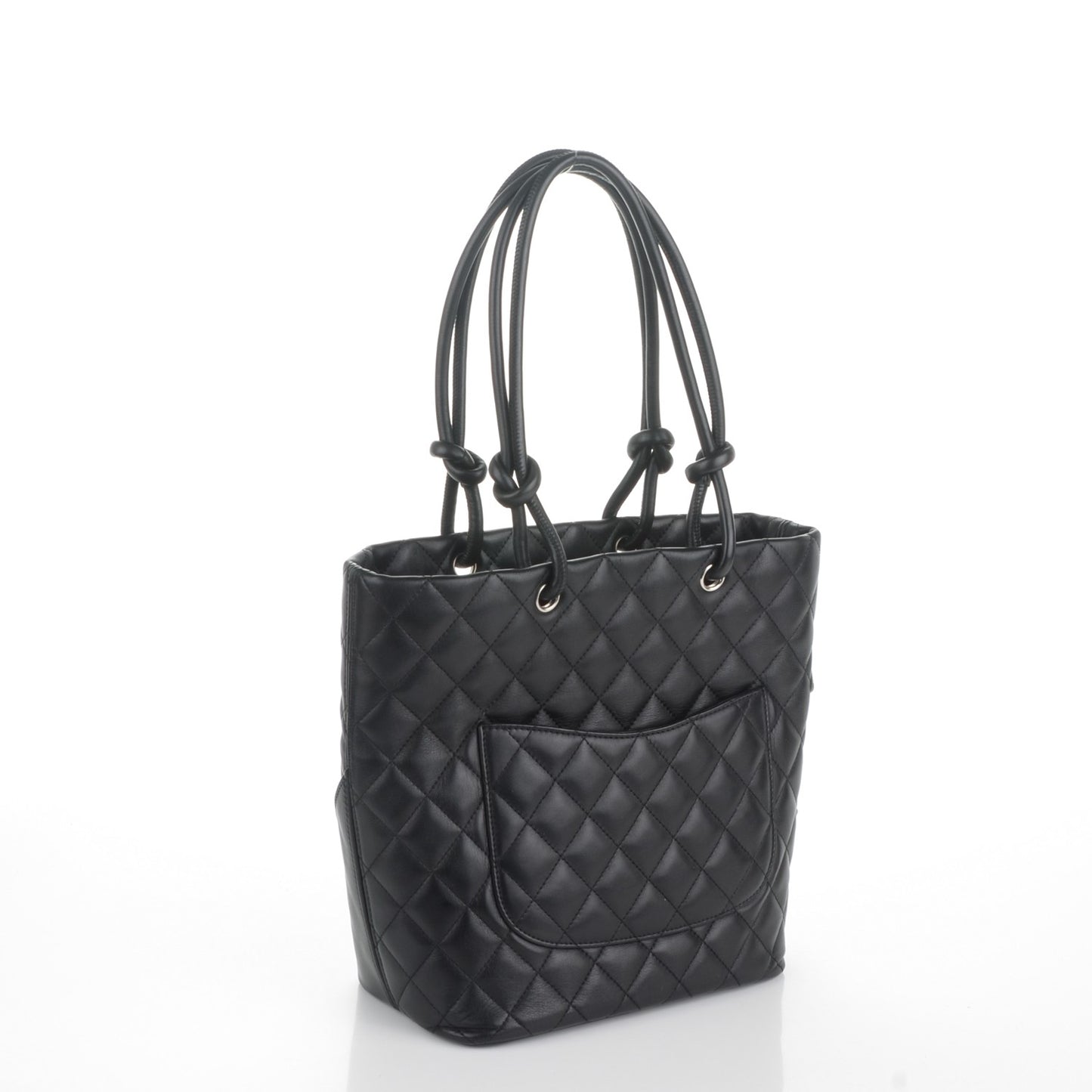 Calfskin Quilted Medium Cambon Tote Black White