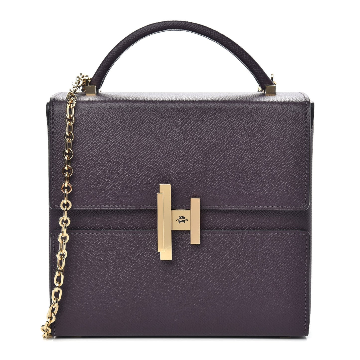 Epsom Cinhetic Boxy Top Handle Bag Raisin