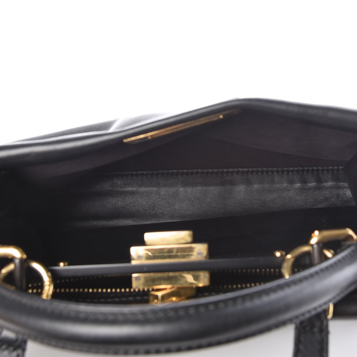 Fendi Vitello Seta Shiny Nappa Medium Peekaboo Iconic Satchel Black 6 of 10