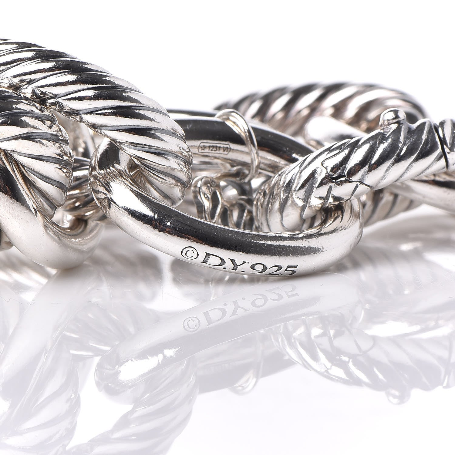 David Yurman Sterling Silver 18K Yellow Gold 19mm Extra Large Oval Link Bracelet 5 of 6