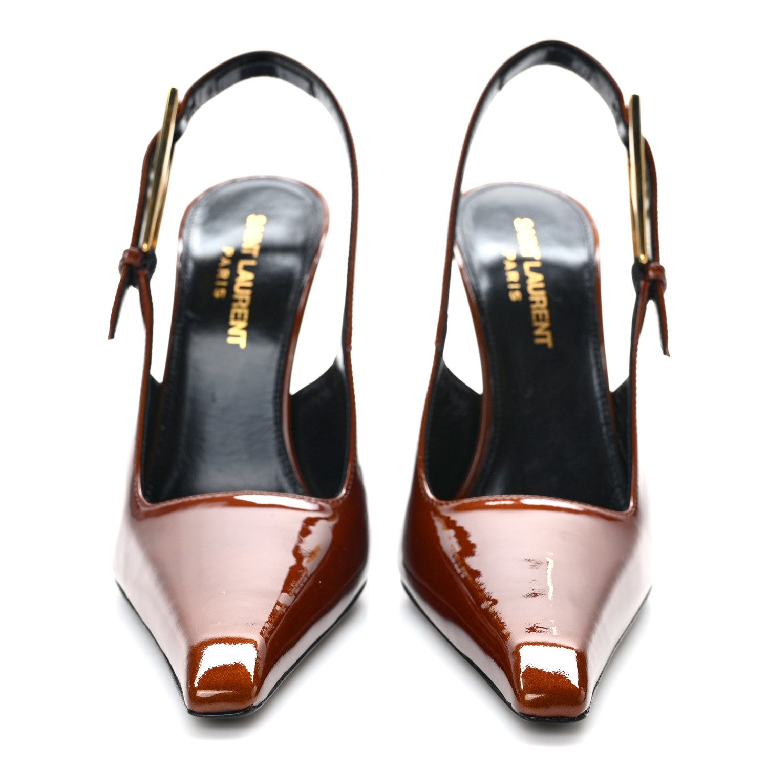 Saint Laurent Vernice Gloss Slingback Graham 115 Pumps 35 Fluffy Chataigne 2 of 9
