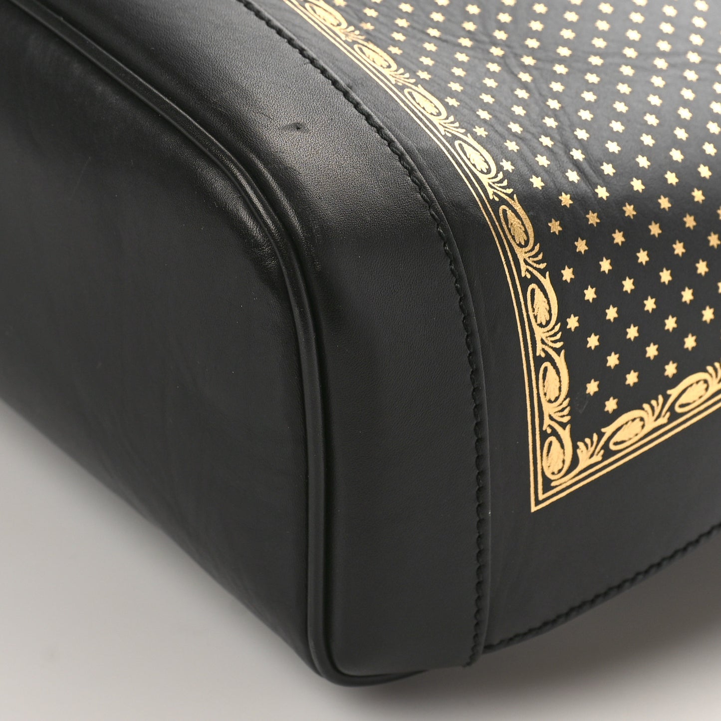 X SEGA Calfskin GUCCY Stars Dome Backpack Black Gold