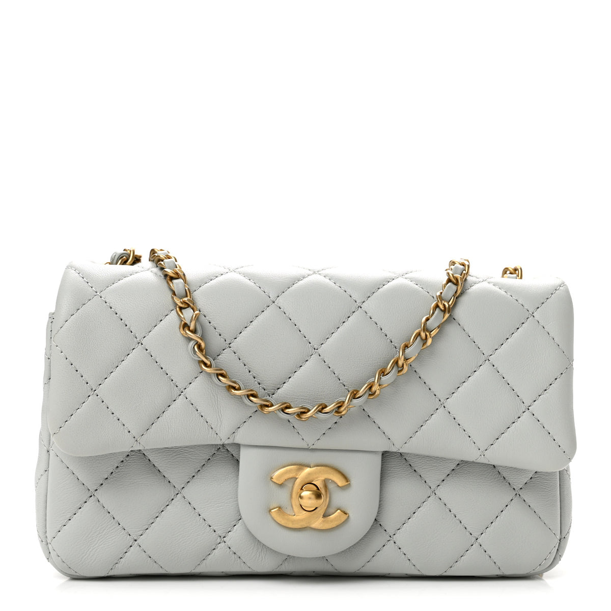 Chanel Lambskin Quilted Mini Rectangular Pearl Crush Flap Grey 1 of 13