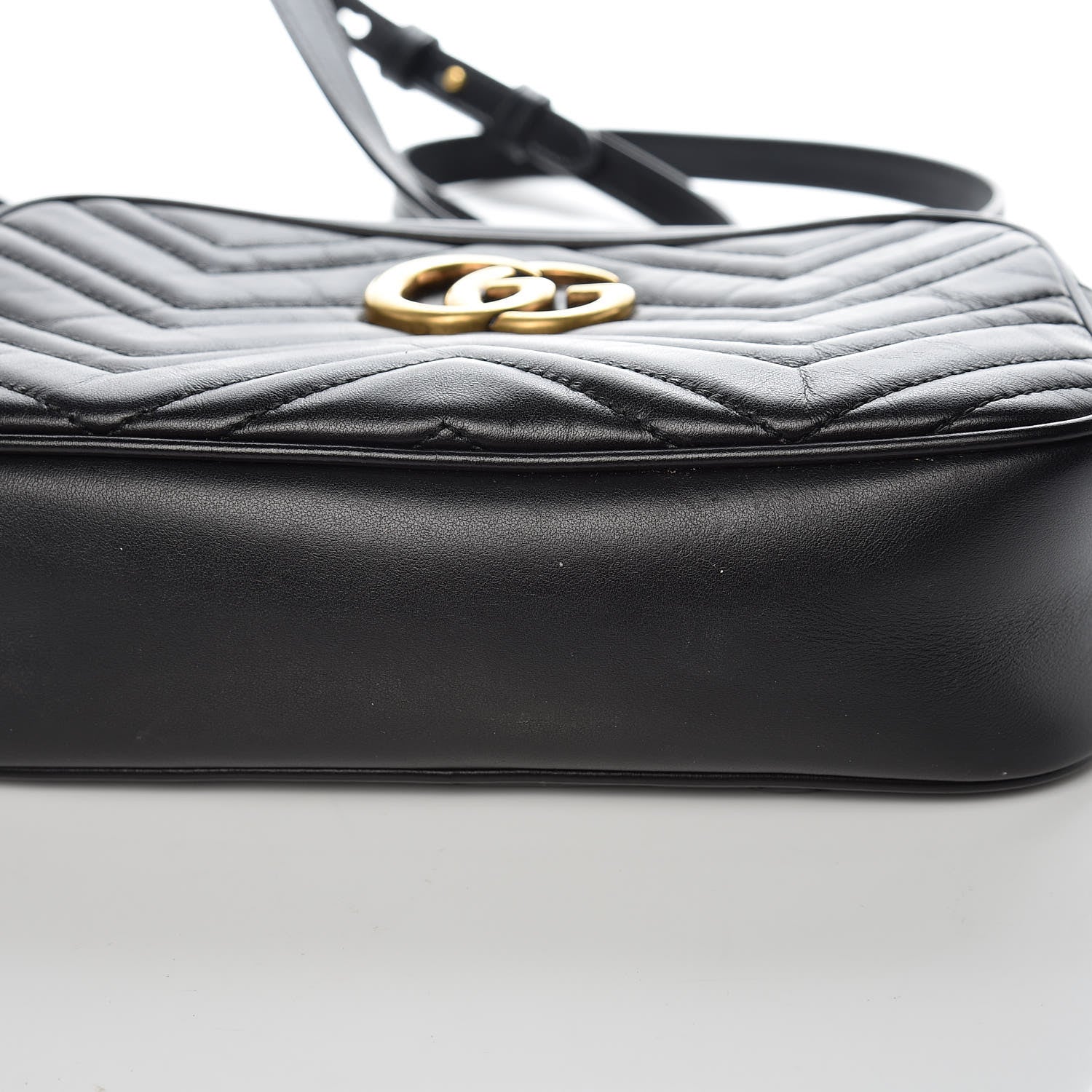 Gucci Calfskin Matelasse Small GG Marmont Chain Shoulder Bag Black 7 of 11