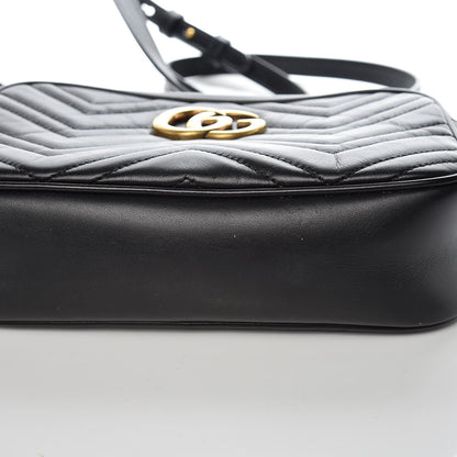Gucci Calfskin Matelasse Small GG Marmont Chain Shoulder Bag Black 7 of 11