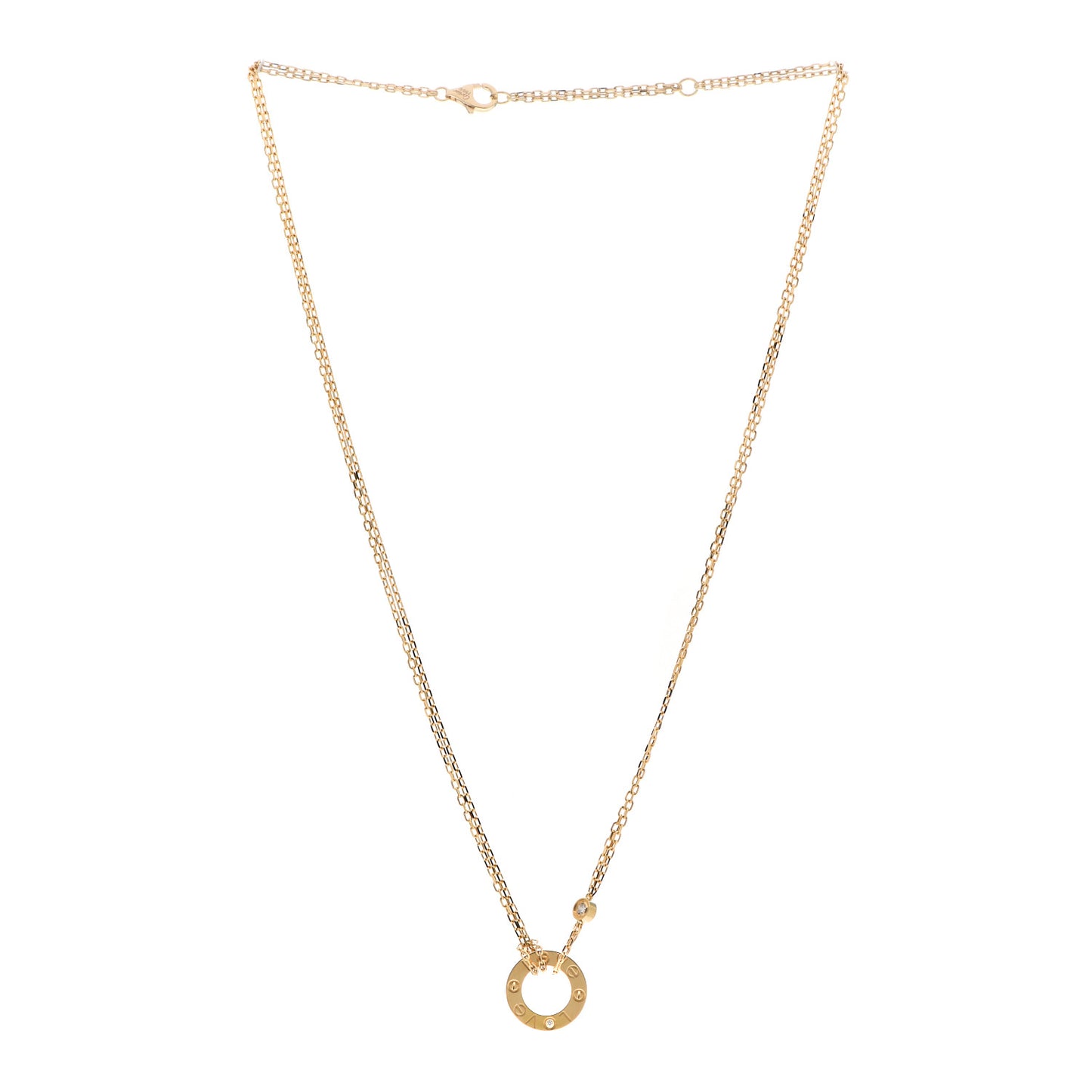 18K Yellow Gold 2 Diamond LOVE Necklace