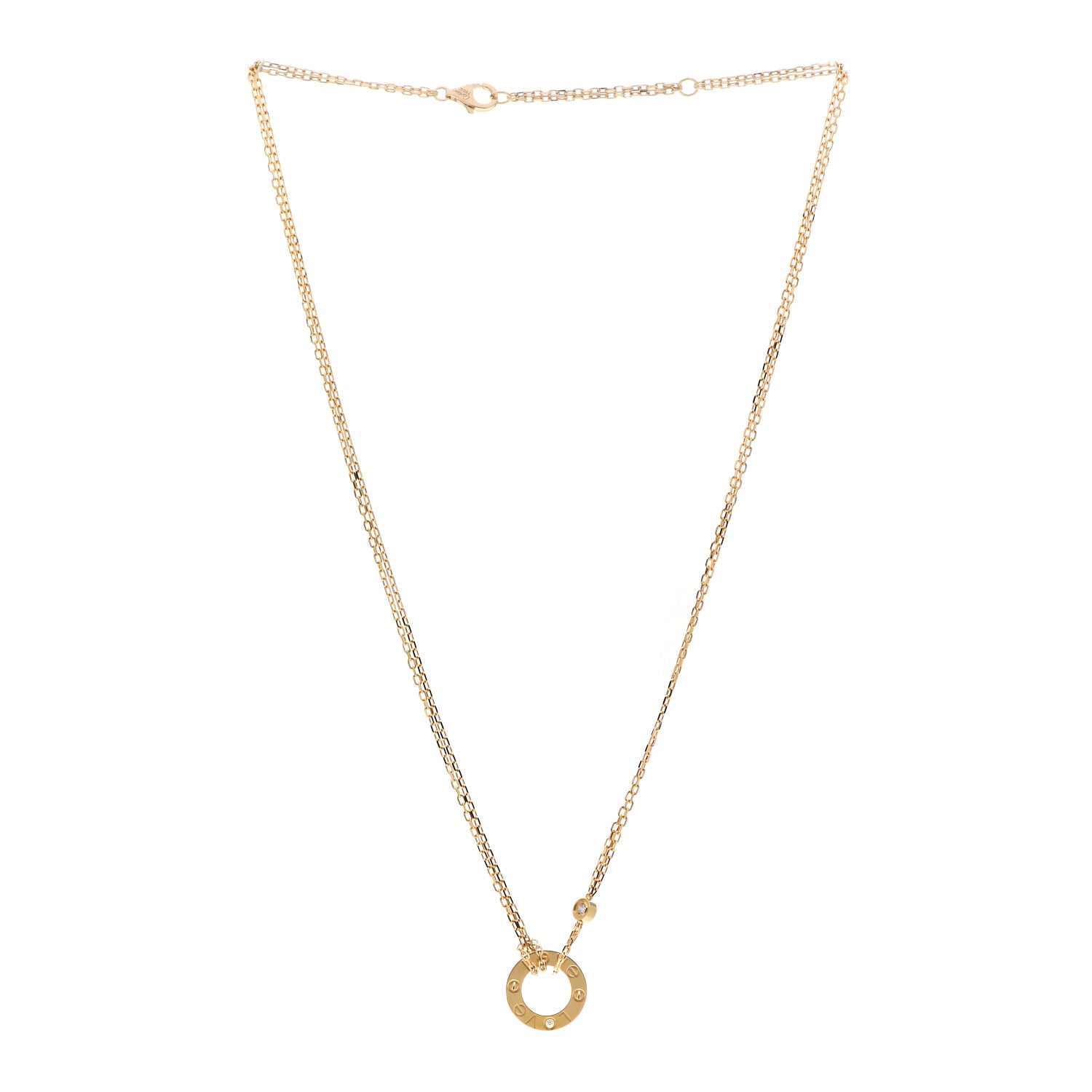 Cartier 18K Yellow Gold 2 Diamond LOVE Necklace 3 of 6