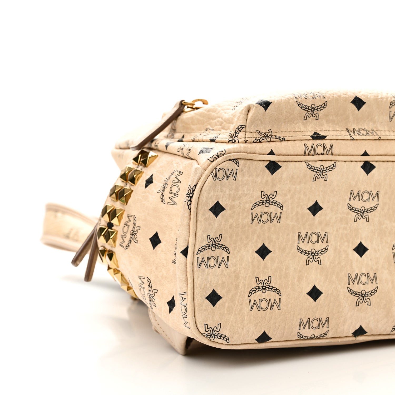 MCM Visetos Small Side Stud Stark Backpack Beige 8 of 9