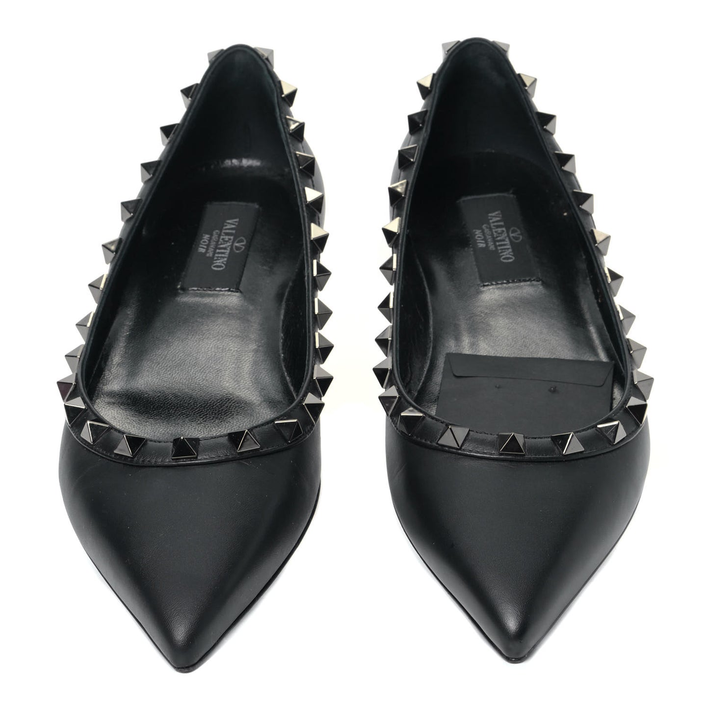 Calfskin Rockstud Ballerina Flats 36 Black