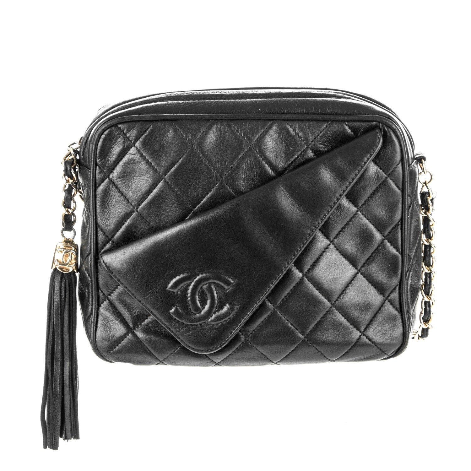 Chanel Lambskin Quilted Tassel Camera Case Black 1 of 9