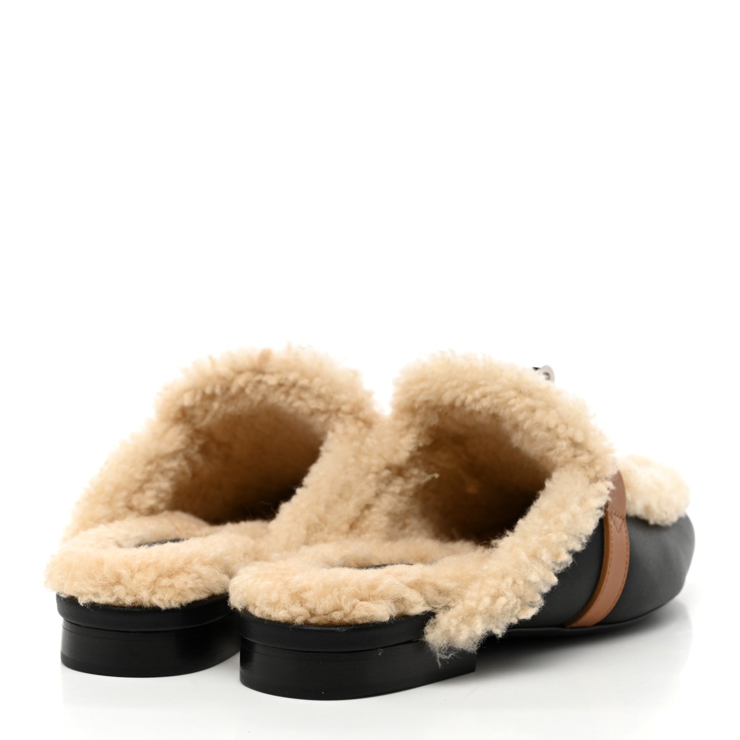 Shearling Calfskin Womens Oz Mules 36 Naturel Black