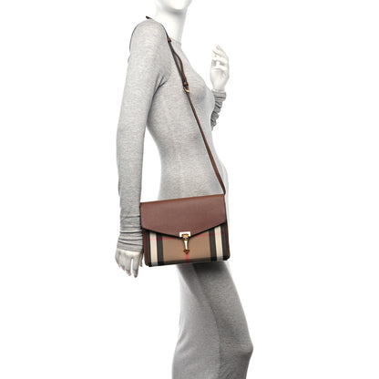 Burberry Derby Calfskin House Check Small Macken Crossbody Bag Tan 3 of 11
