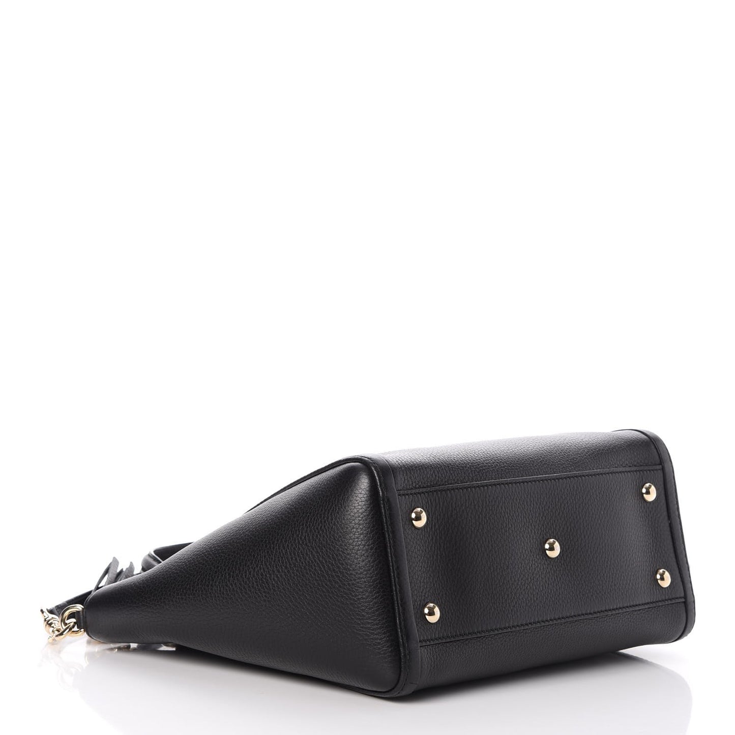 Pebbled Calfskin Small Soho Top Handle Bag Black