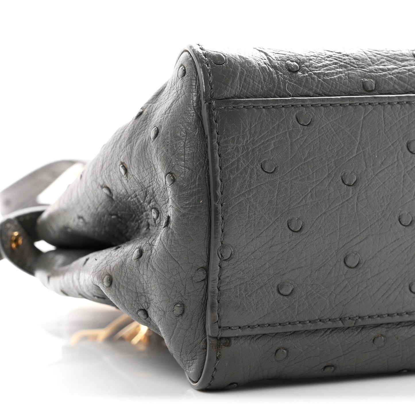 Ostrich Shiny Nappa Mini Peekaboo Iconic Satchel Grey