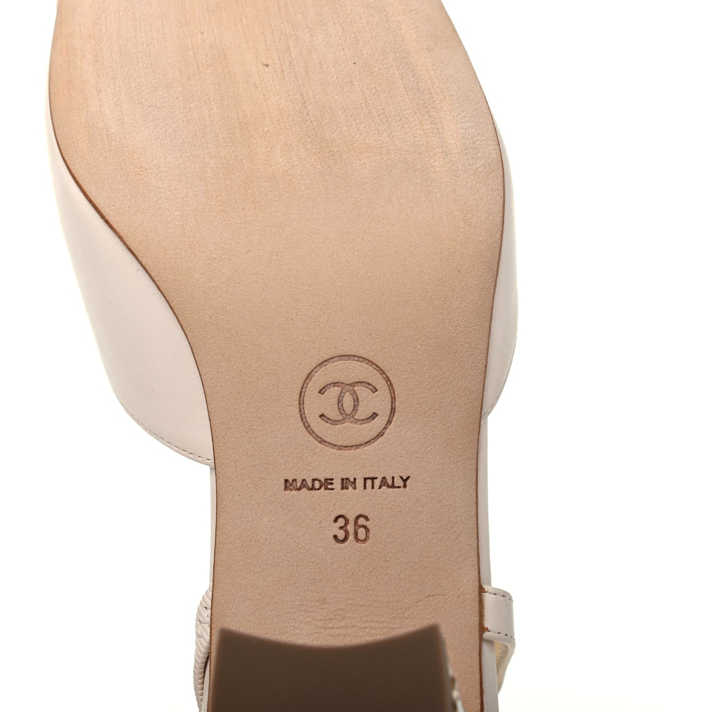 Glazed Calfskin Cap Toe CC Slingback Pumps 36 White Pink