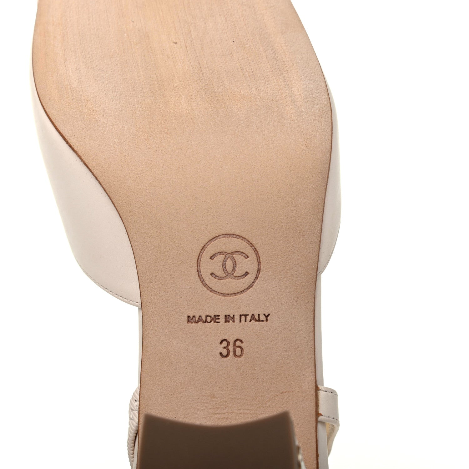 Chanel Glazed Calfskin Cap Toe CC Slingback Pumps 36 White Pink 6 of 11