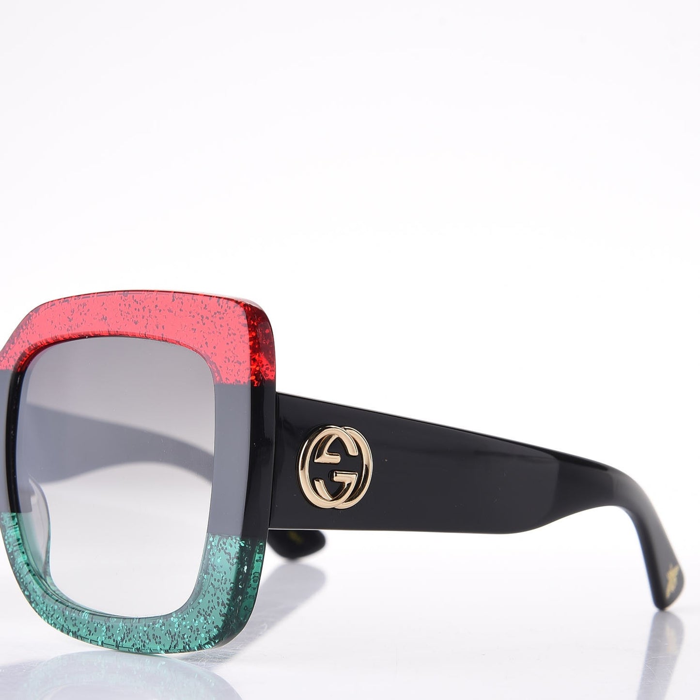 Square Frame GG0083S Sunglasses Glitter Red Black Green