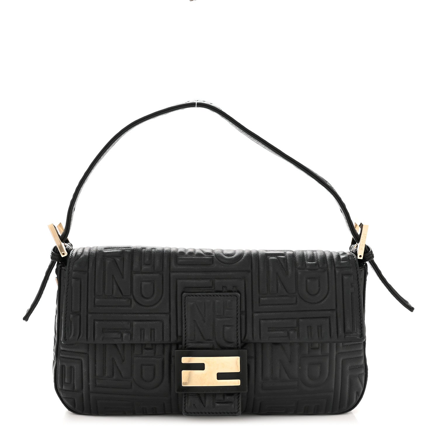 Fendi Nappa Logo Embossed Baguette Black 1 of 10