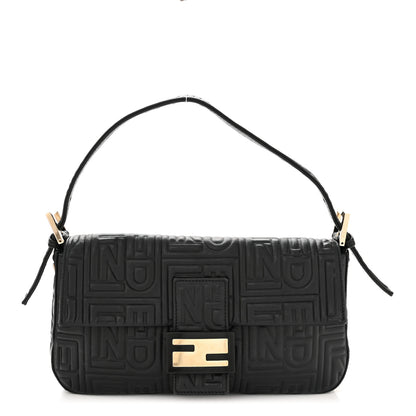 Fendi Nappa Logo Embossed Baguette Black 1 of 10