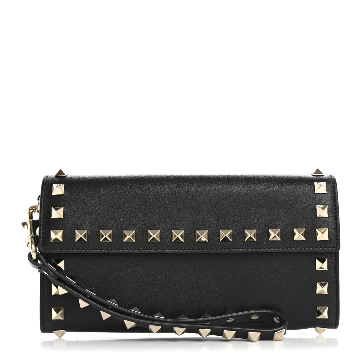 Nappa Rockstud Wristlet Clutch Black