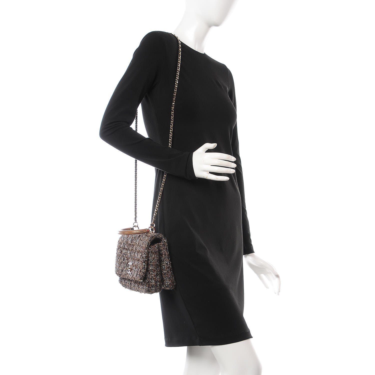 Chanel Tweed Wood Mini Coco Handle Flap Beige 2 of 7