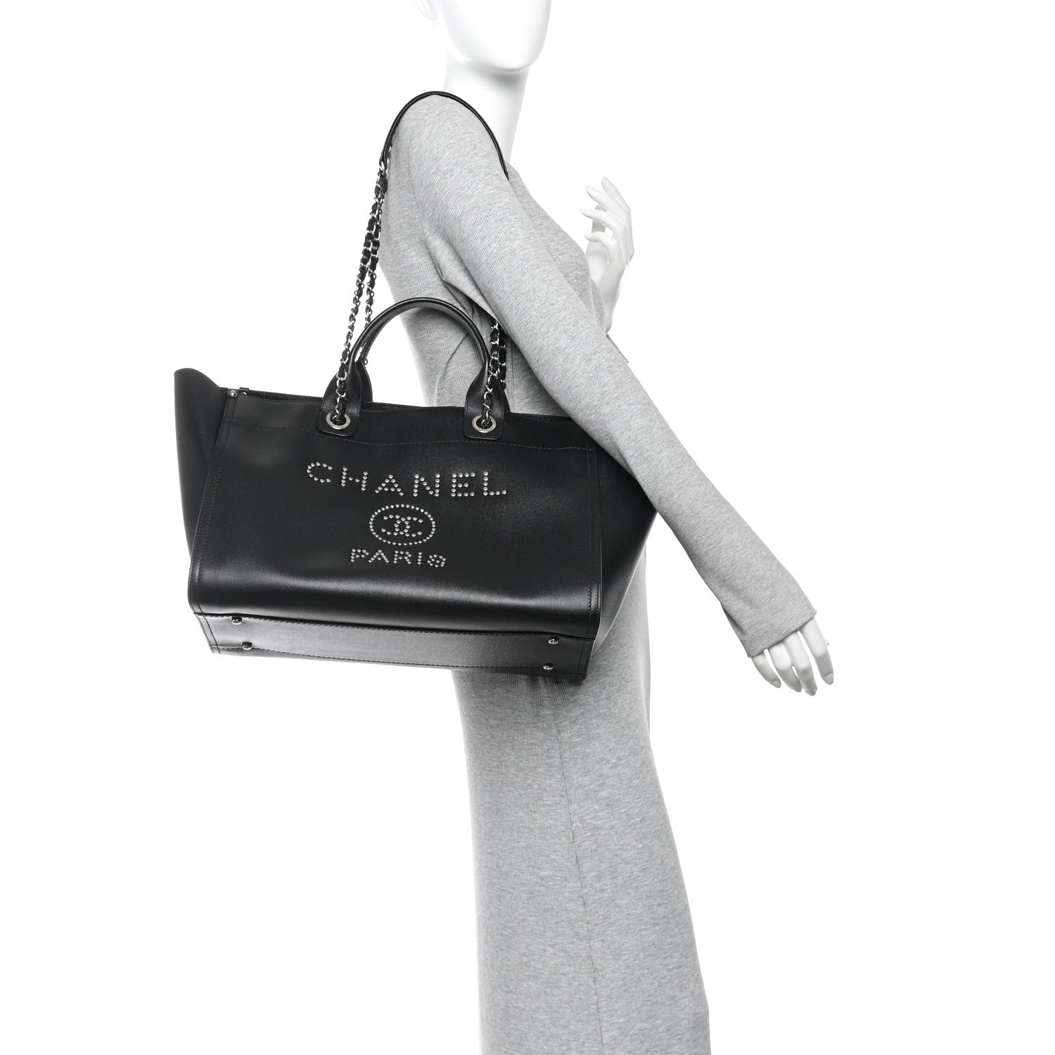 Chanel Caviar Medium Studded Deauville Tote Black 2 of 12