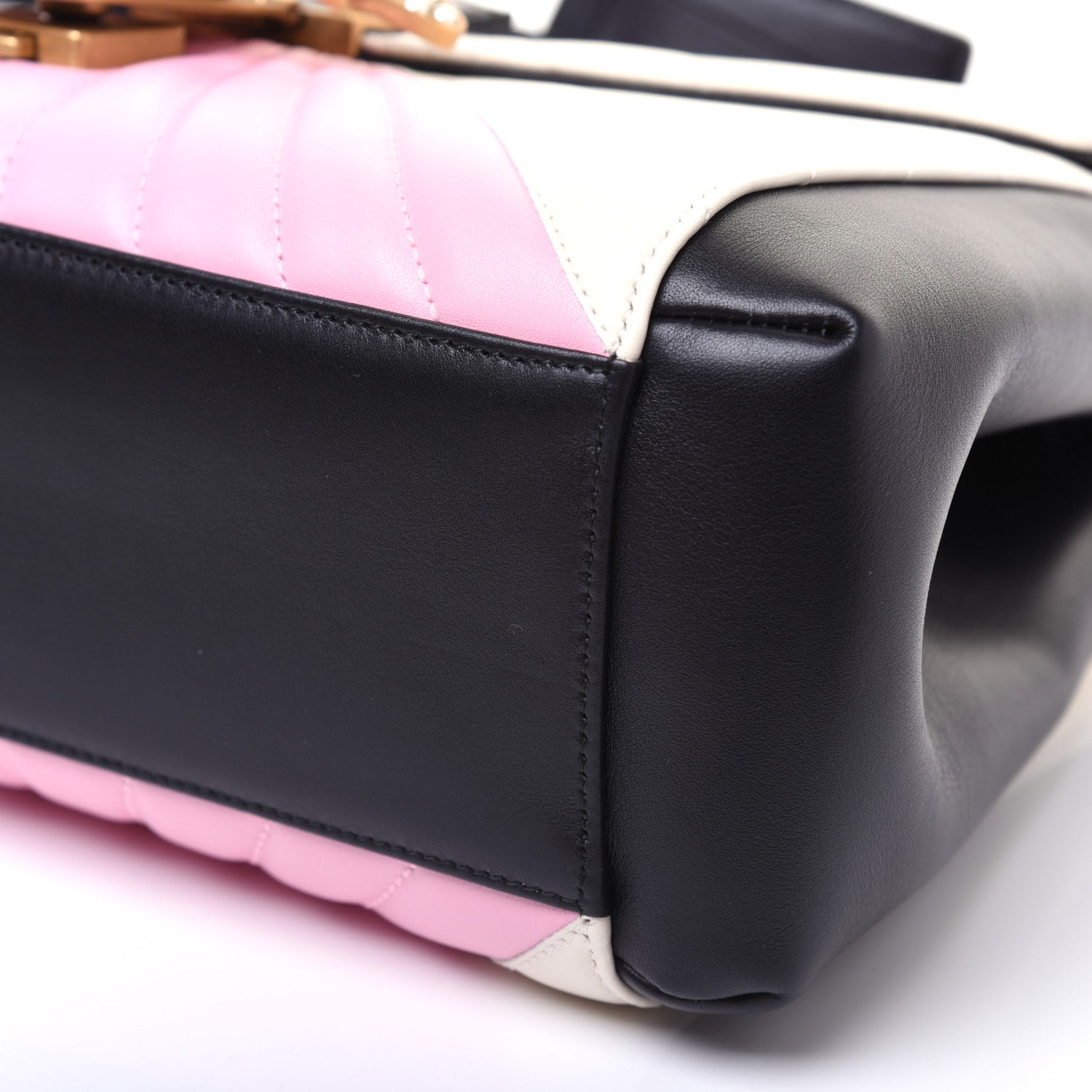 Gucci Calfskin Bamboo Trapuntata Queen Margaret Top Handle Bag Blue Agata Hibiscus Red Mystic White Sugar Pink 7 of 15