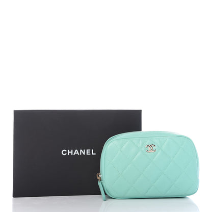 Chanel Caviar Quilted Small Curvy Pouch Cosmetic Case Light Blue 10 of 10
