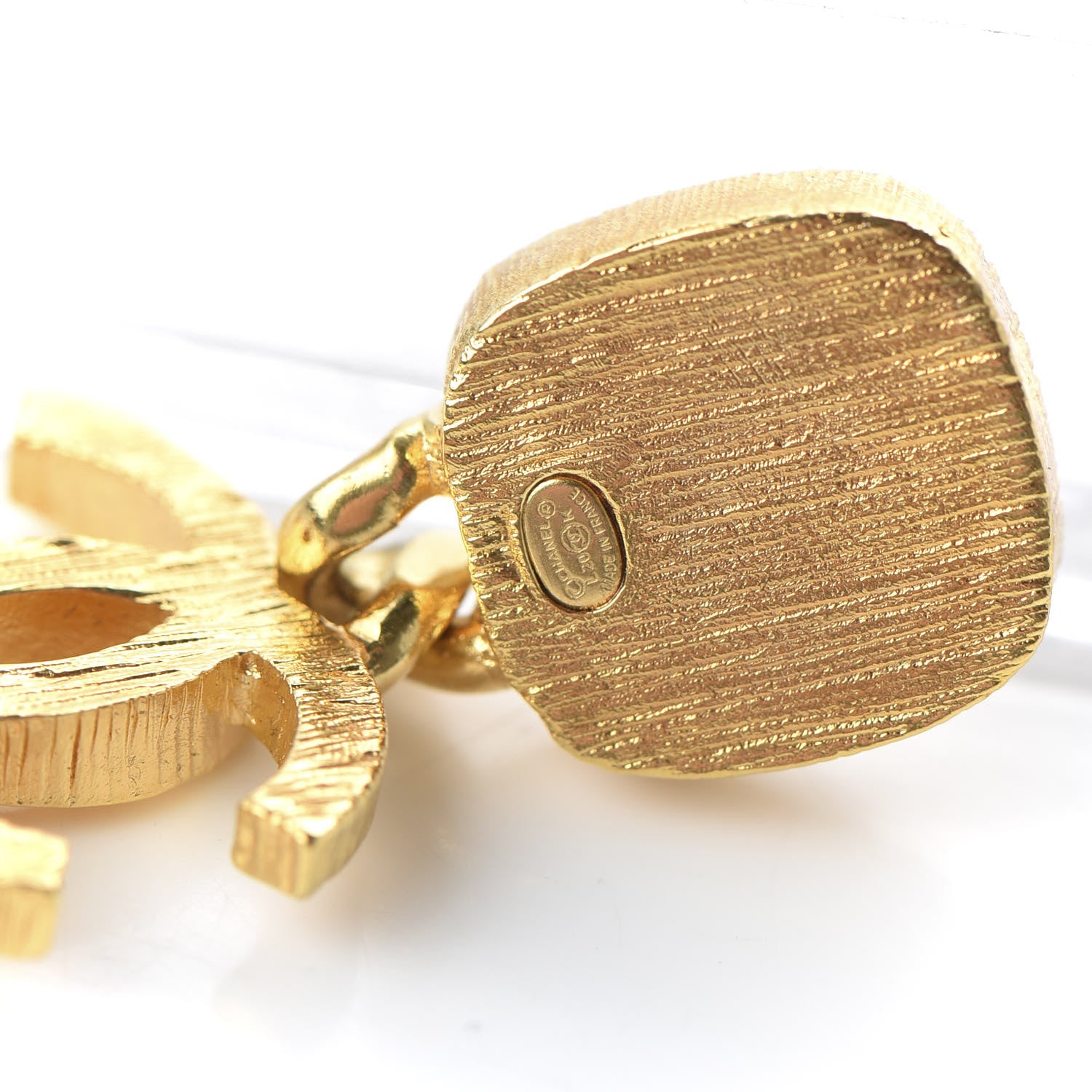 Chanel Metal Natural Stones CC Drop Earrings Gold 4 of 6