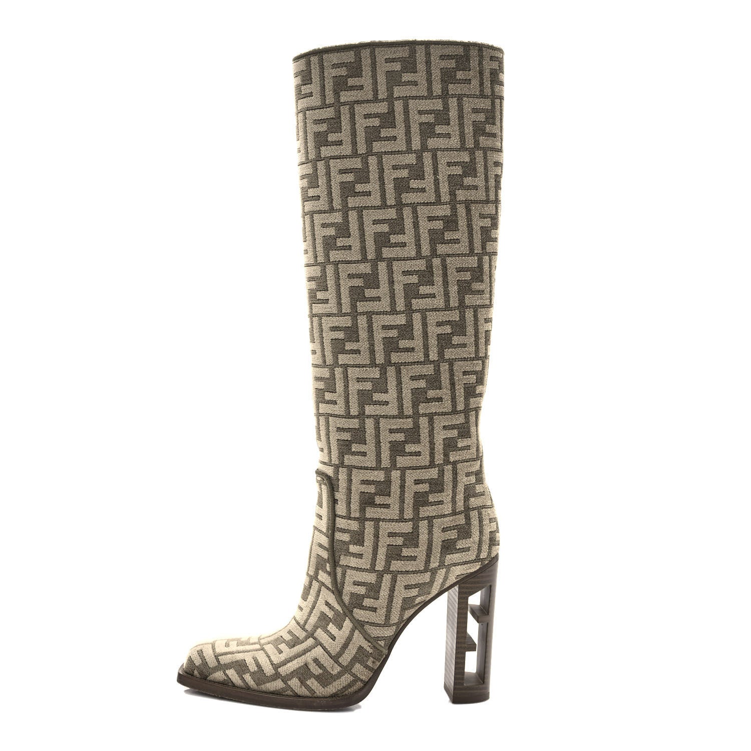 Fendi Chenille Jacquard FF 110mm Cut Baguette Knee Boots 39 Tortora Nuvola 1 of 7