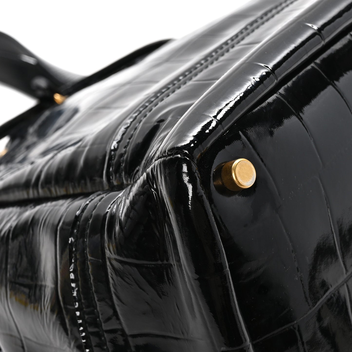 Patent Croc Overseas Tote Black